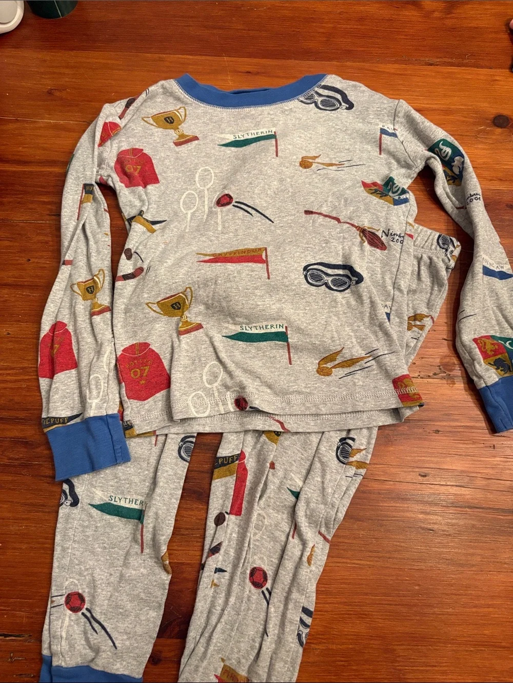 Mini Boden Quiddich Pajama Set with Blue Trim
